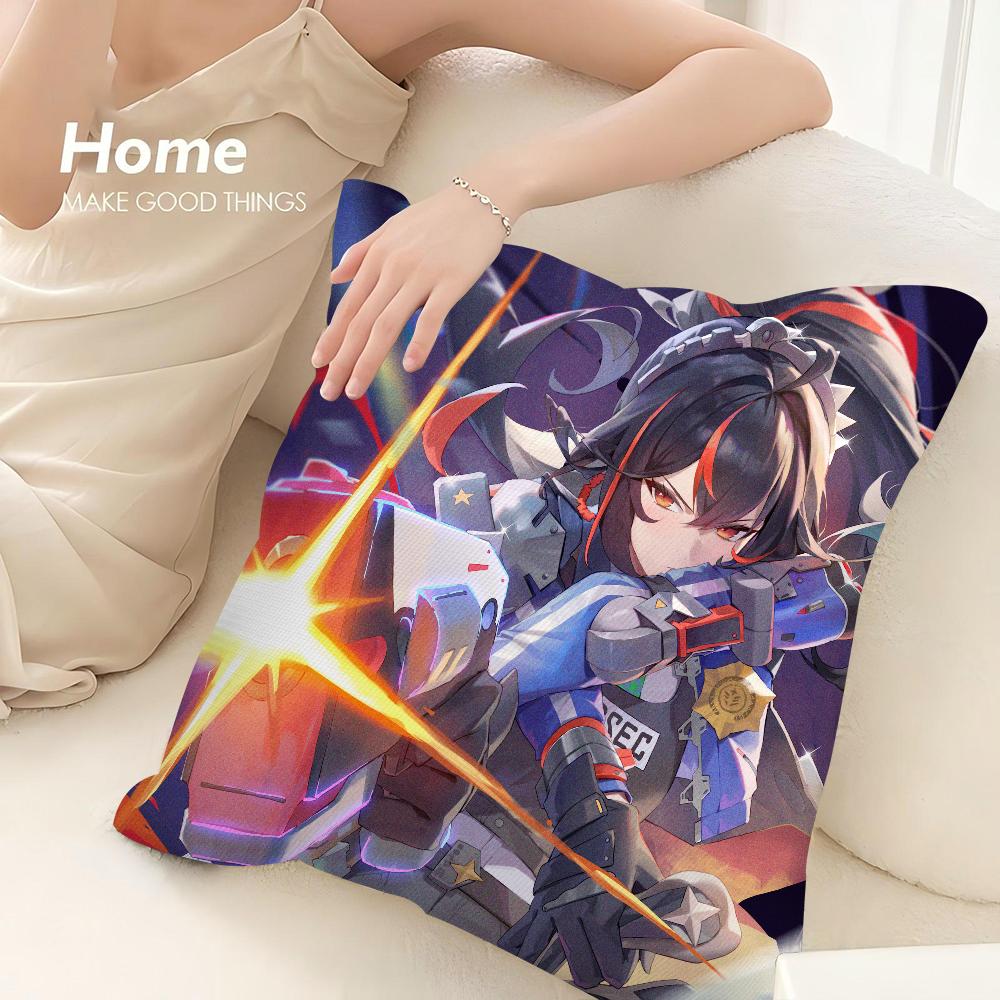 Zhu Yuan Zenless Zone Zero Pillow Case Sofa Decorative Home Double-Sided Print Plush Square Throw Pillow Covers Cushion Decor