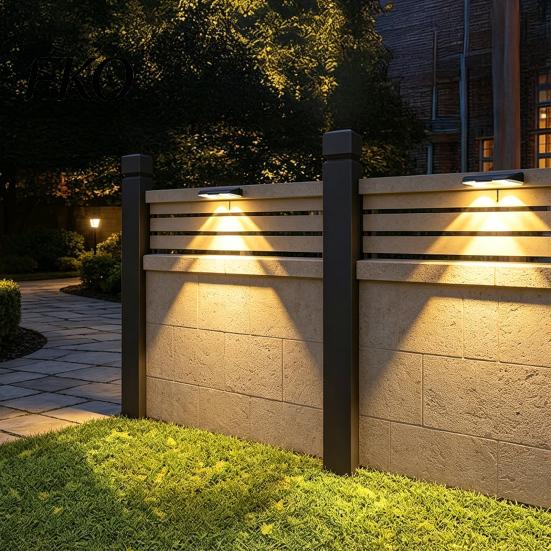 Warm White Solar Wall Light Washer Lights, Outdoor Light, Waterproof Garden LED Lamp Step Lights Rechargeable with Color Changing RGB, Landscape