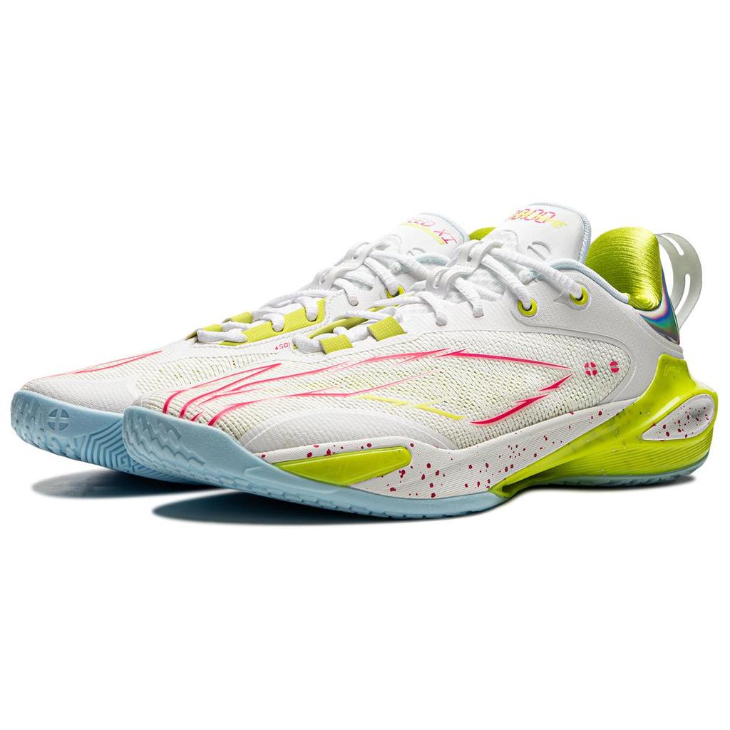 Li Ning Speed 11 Support Rebound Low Top Basketball Shoes Men's White Green Red ABAU053-4