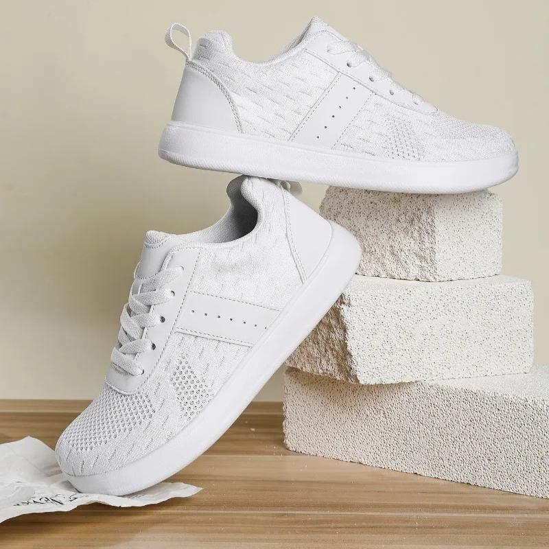 Breathable Mesh Walking Shoes Unisex Wide Toe Box Comfort Flats Knitted Casual Sneaker for Jogging Traveling Working Size 37-47 37 белый