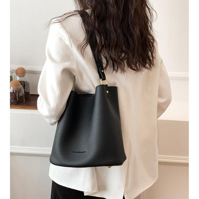 Bucket Bag Commuter Messenger High-End Bag Women'S Fashion Simple Soft Leather Single Shoulder Child And Mother Bag