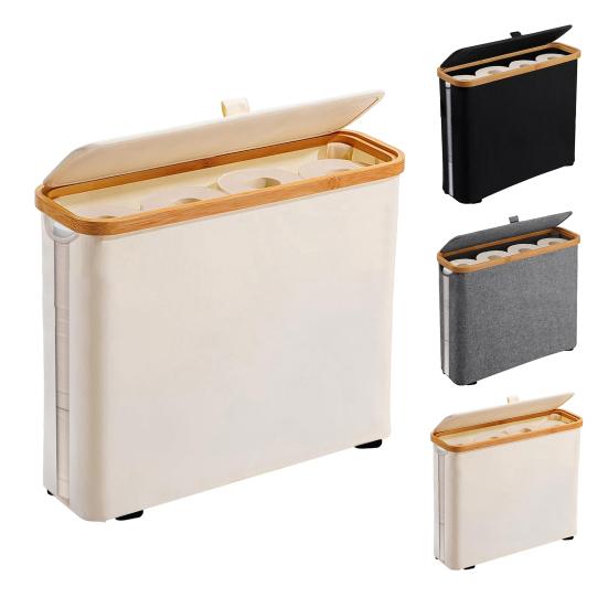 Toilet Paper Storage Basket Large Capacity Waterproof Multi-purpose Easy To Install Toilet Paper Storage Organizer with Lid