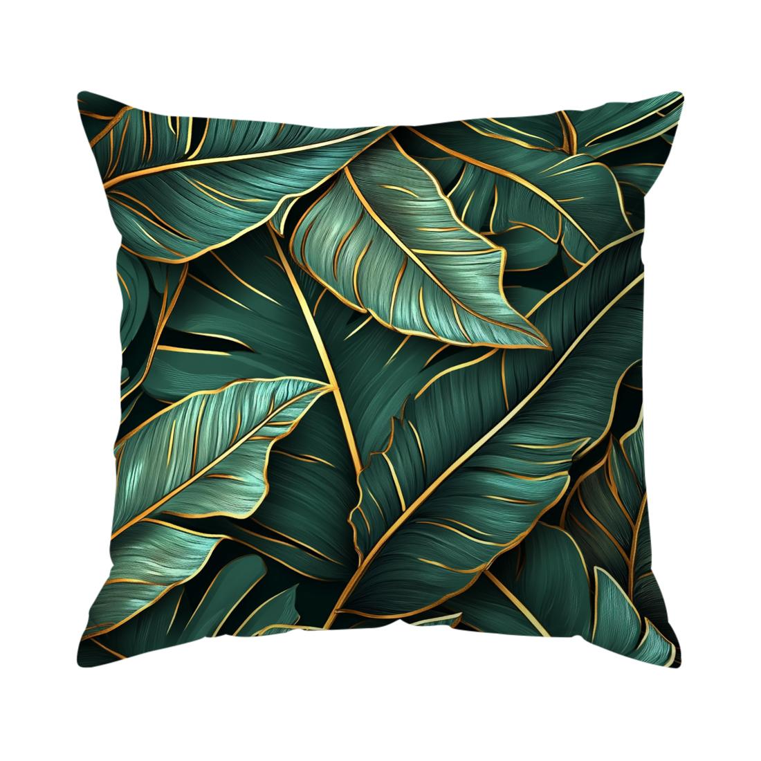 Groen Blad Stijl Kussenhoes Gedrukt Polyester 45x45cm Sierkussenhoes Decoratieve Bankkussenhoes Huisdecoratie 45x45cm