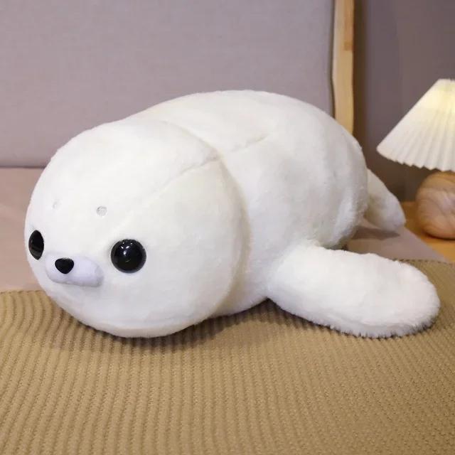 5060Cm Cute White Seal Plush Toy Lifelike Stuffed Marine Life Seal Soft Doll Simulation Seal Pillow Kids Toys Birthday Gift