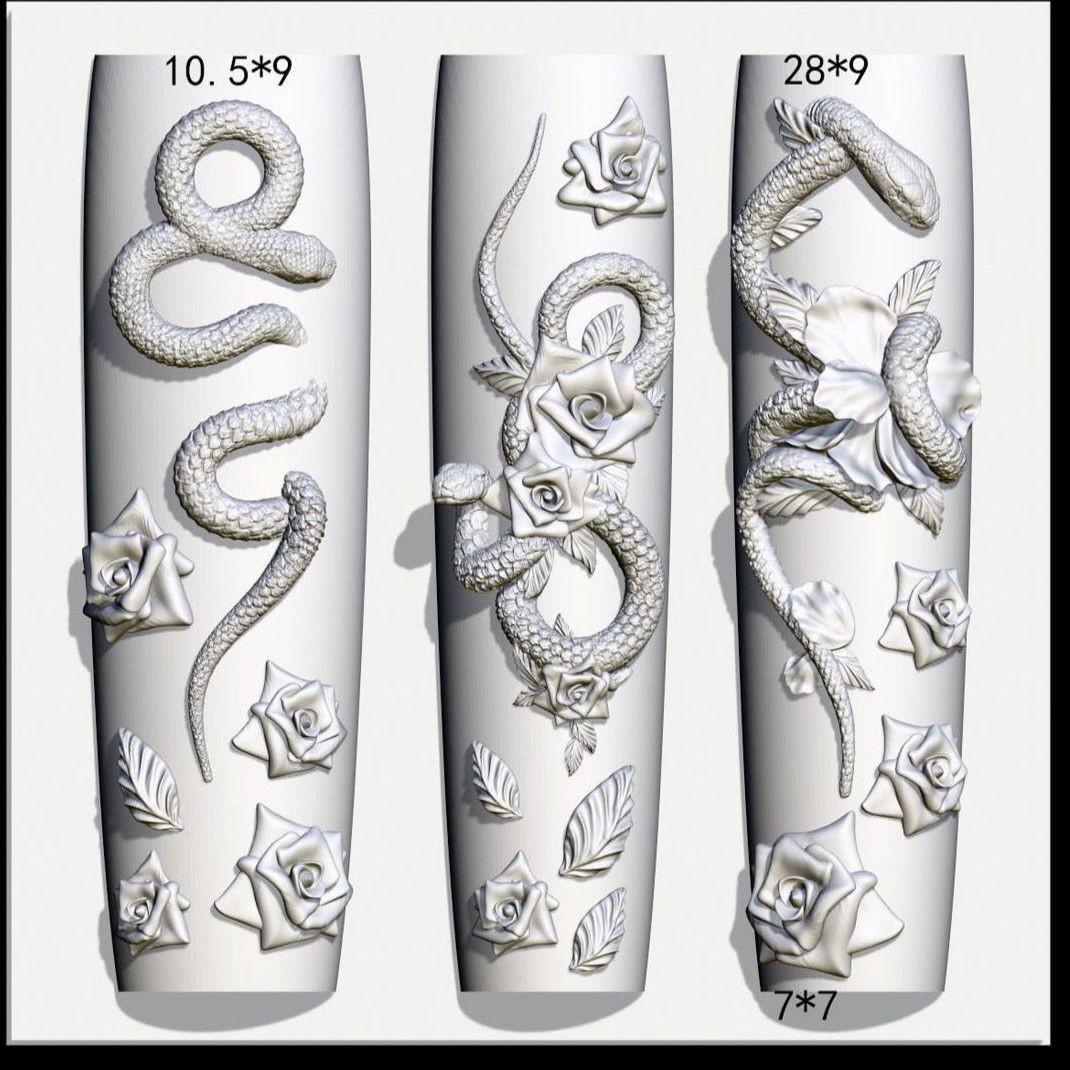 Силиконовая 3D рельефная форма для нейл-арта  Темный Дух Змеи