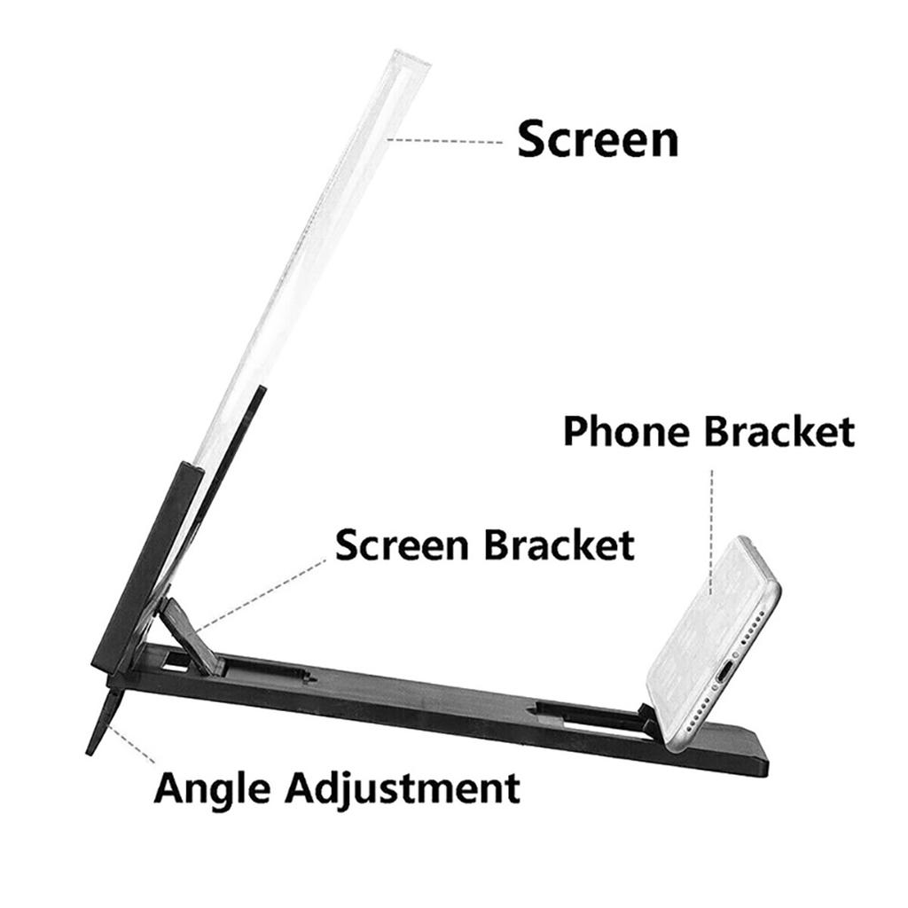 14" Screen Magnifier for Cell Phone – 3D HD Magnifing Screen Enlarger Projector for Movies Foldable Mobile Phone Stand Holder