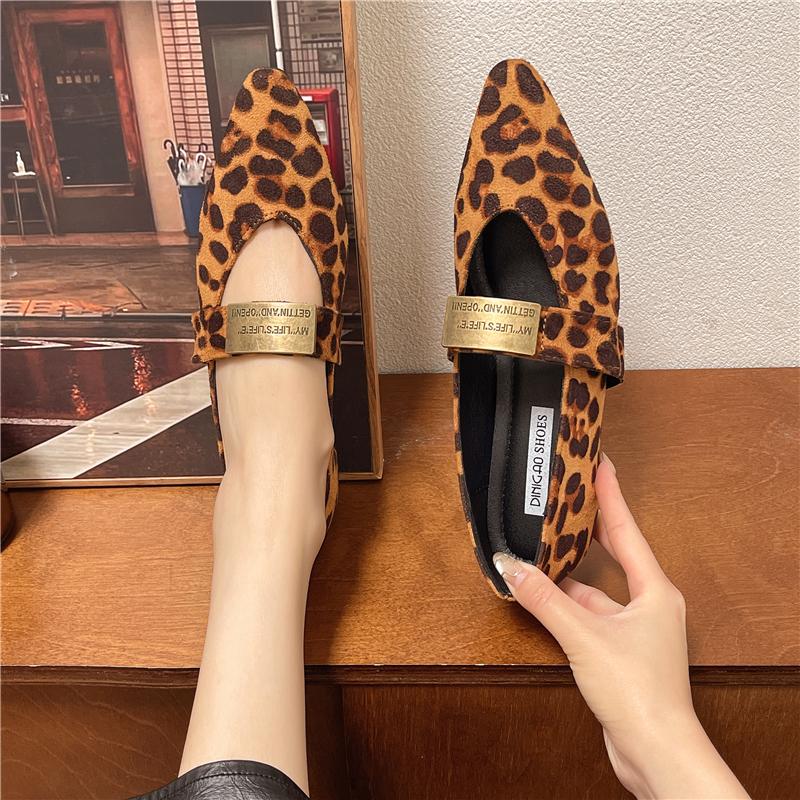 

Модная женская одинарная обувь Летние правила Остроносые замшевые леопардовые оксфорды Модный темперамент Нескользящая профессиональная обувь мюли 40 шоколадный
