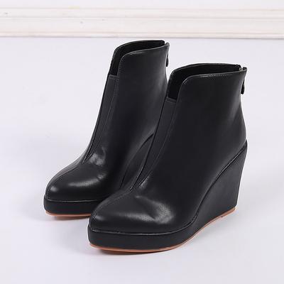 2024 Autunno Inizio Inverno Scarpe Donna Stivaletti Piattaforma Moderna Signore Zeppa Tacco 10cm Nero Puro Bianco Taglie Forti 42