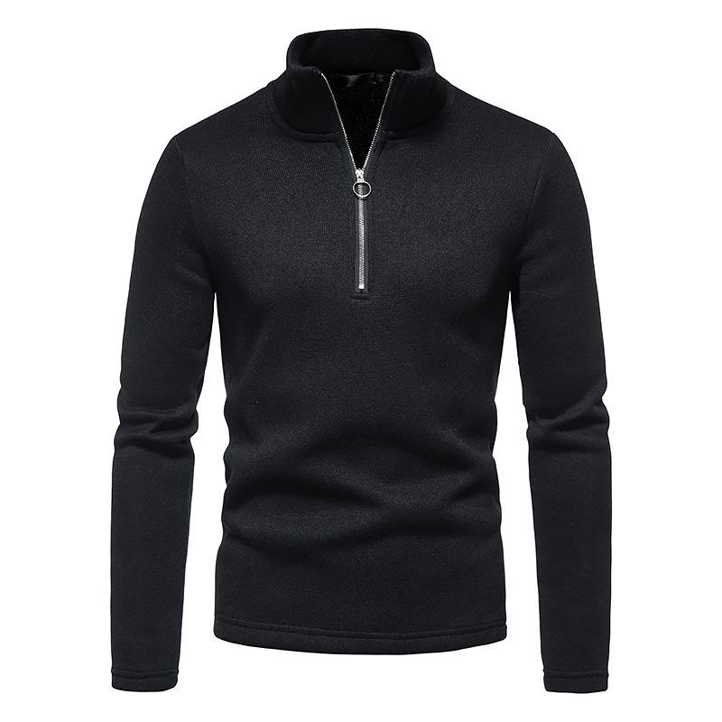 Men's High Neck Zipper Long Sleeve T-Shirt - European Size, Autumn/Winter Collection