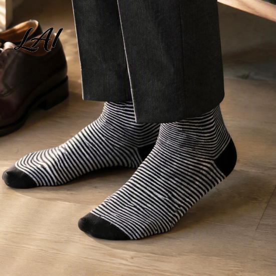 Soft Combed Cotton Footwear Men's Dress Socks Comfortable Crew Sock Solid Striped Plaid Dotted Breathable Business Socks Long Large for