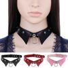 European & American Punk Gothic Leather Collar Necklace with Simple Fashion Ring