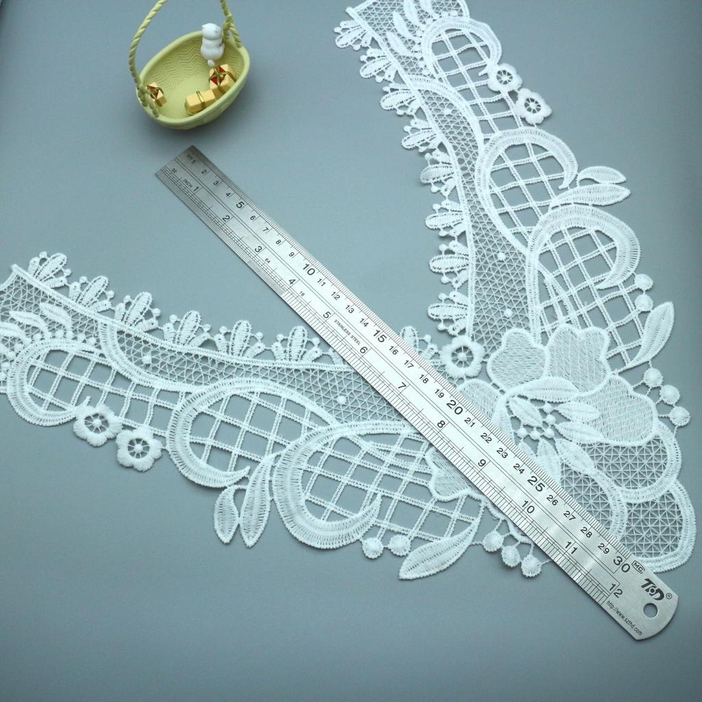 Col en Dentelle Hydrosoluble, Col Brodé en Soie de Lait, Faux Col Corsage Creux Tridimensionnel Accessoires en Dentelle DIY