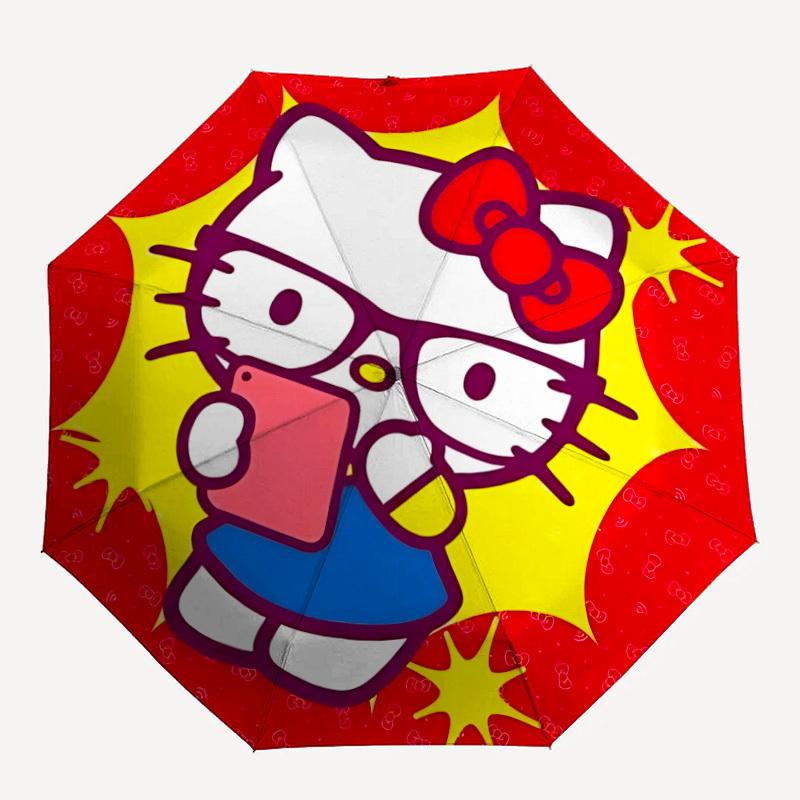 

1PC Hello Kitty Print Umbrella, Featuring Automatic Folding, And Shielding. This Sturdy And Durable Umbrella with Eight Ribs Is Convenient for Outdoor