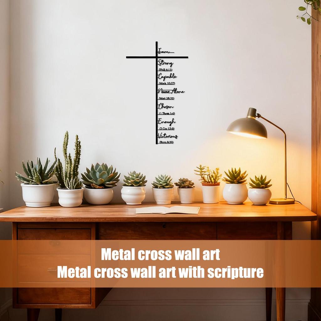 Cross Wall Decor Christian Metal Hangable Scripture-Inspired Design Jesus Cross For Living Room Bedroom Entryway Church Wedding