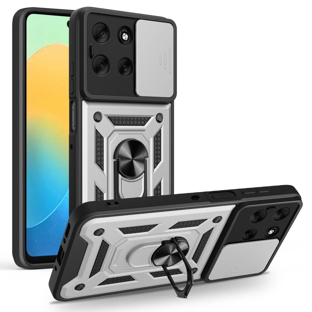 AMORUS For Motorola Moto G56 5G Case Kickstand PC+TPU Phone Cover with Camera Lens Slider