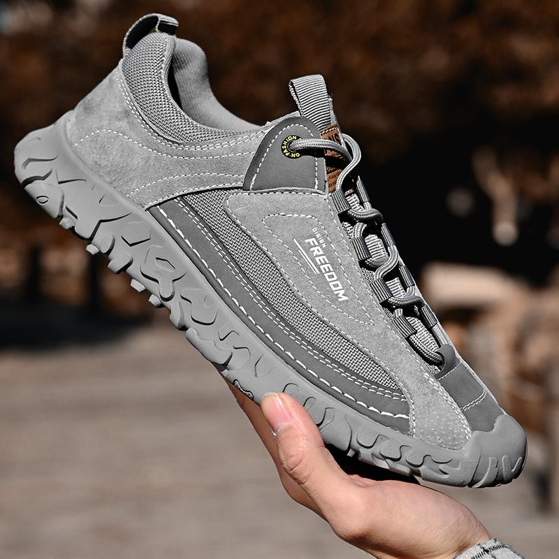Four Seasons Men's Pigskin Mesh Breathable Retro Casual Shoes Large Size Casual Shoes Lightweight Ankle Boots
