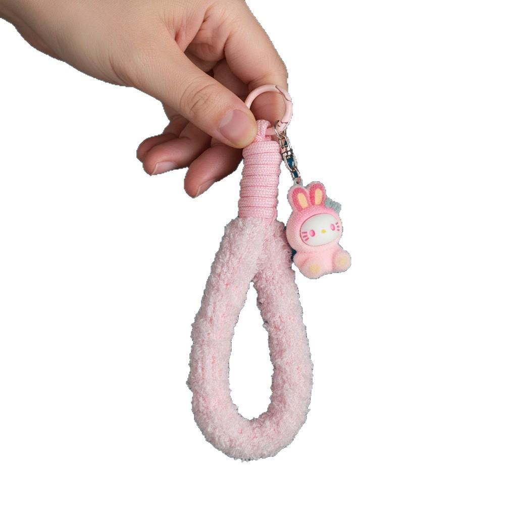 Xiaohongshu Plush Cardigan Cat Lanyard & Fluffy Bag Charm: Anti-lost, Portable, Trendy Doll Accessory