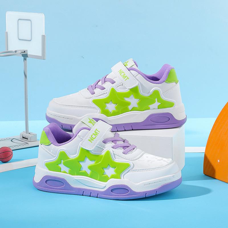 Student Board Shoes Spring and Autumn Casual Shoes Classmates New Leather Surface Children Large Sports Shoes Children Velcro Boys