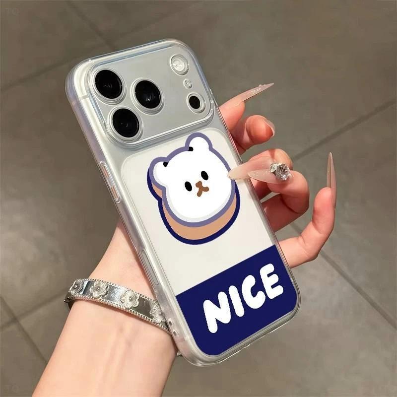 Nice bear for Apple 17Pro large window matte phone case IP16/15/14/13 cute 12 soft 11