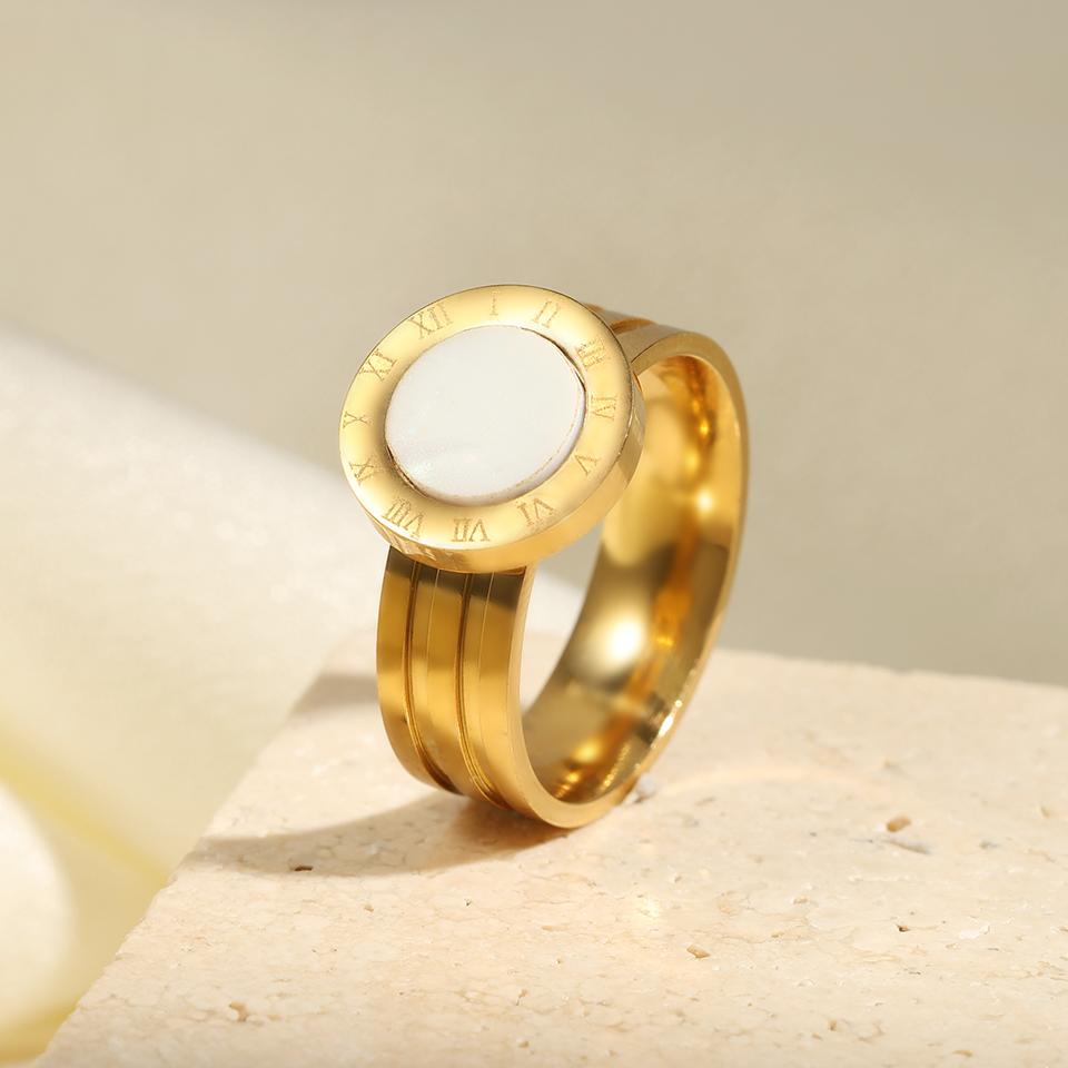 

Htpwe Корпус из нержавеющей стали Черно-белое кольцо с римскими цифрами Женское покрытие 18k Подарок на праздник для пары Кольцо для вечеринки на каждый день Циркон 8 белый