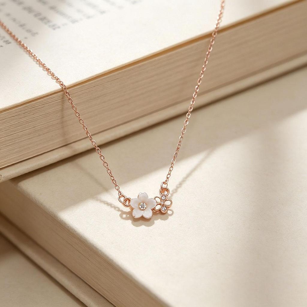 Sakura necklace women niche peach blossom collarbone chain daily new style appearance neck chain accessory women versatile jewelry