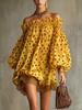 European and American independent station summer new off-the-shoulder polka dot chiffon bubble sleeve dress seaside vacation style