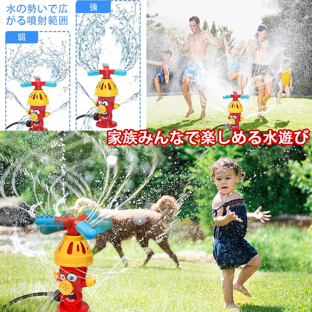 Water Toy, Fire Hydrant Sprinkler with 360-Degree Rotating Nozzle, Fountain for Kids, Summer Outdoor Pool Toy, Hose Adapter Included (Hose Not