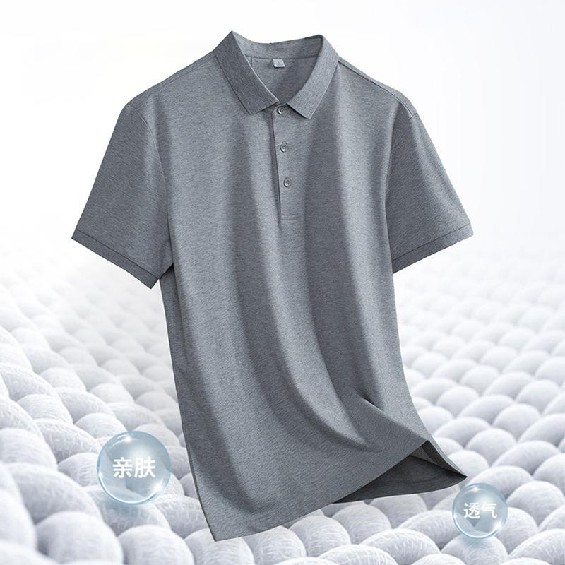 Ice silk antibacterial PO shirt men's lapel short-sleeved T-shirt business women's high-end short t summer breathable top LOGO