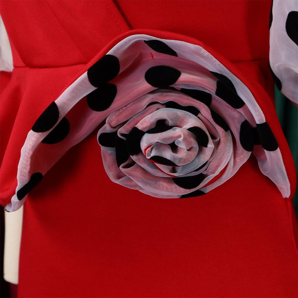 Large Size Women Fashion Mid Sleeves Patchwork Dress Ladies Elegant One Piece V Neck Sheath Dress