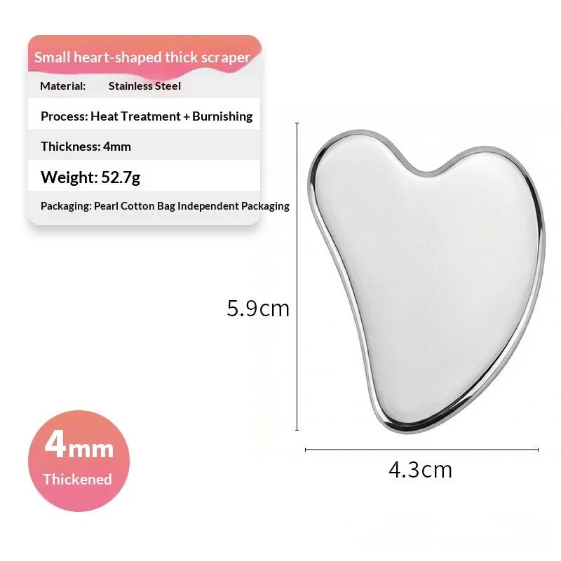 Stainless Steel Gua Sha Scraper Heart Shape Universal Face Massager Tool For Facial Beauty Eye Massage