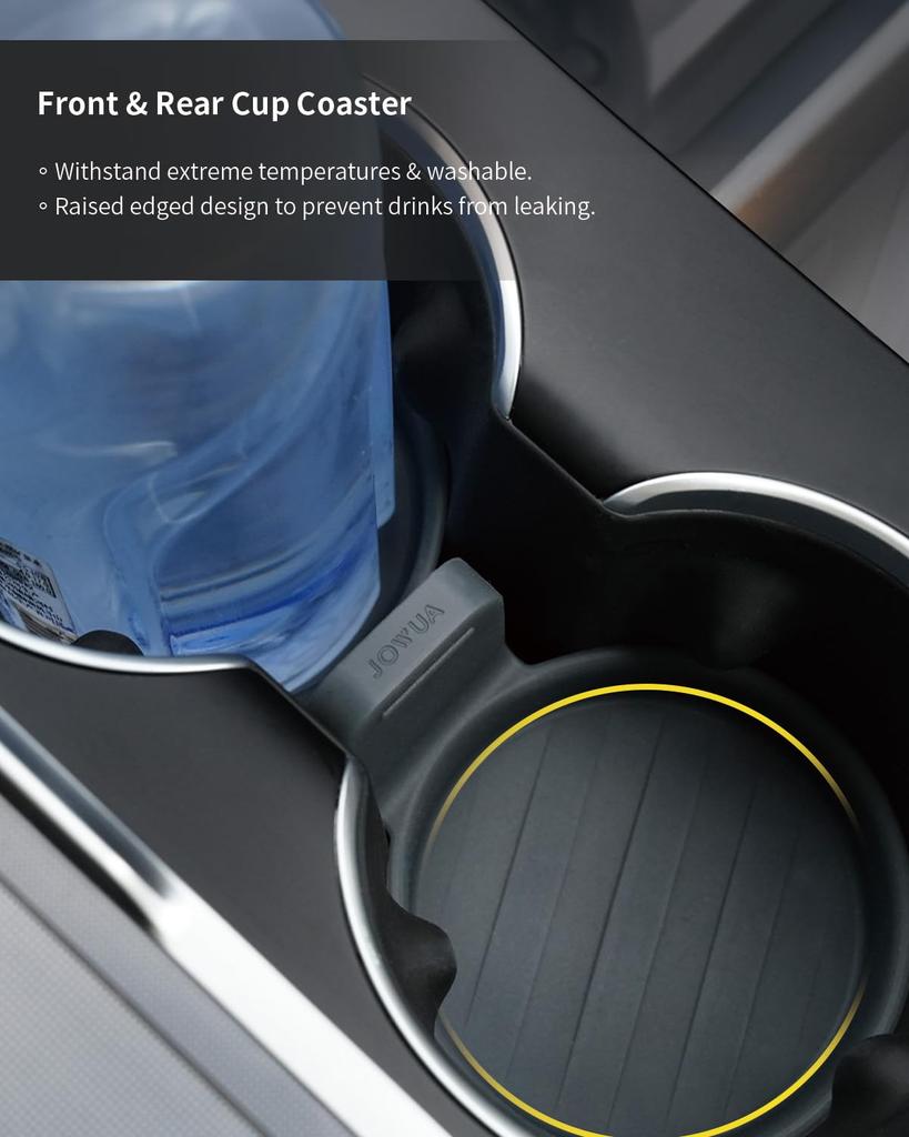JOWUA Center Console Set for Tesla Reengineered Model 3 Highland Center Console 2 Cup and Premium Silicone Cable Organizer Mat 2024+,