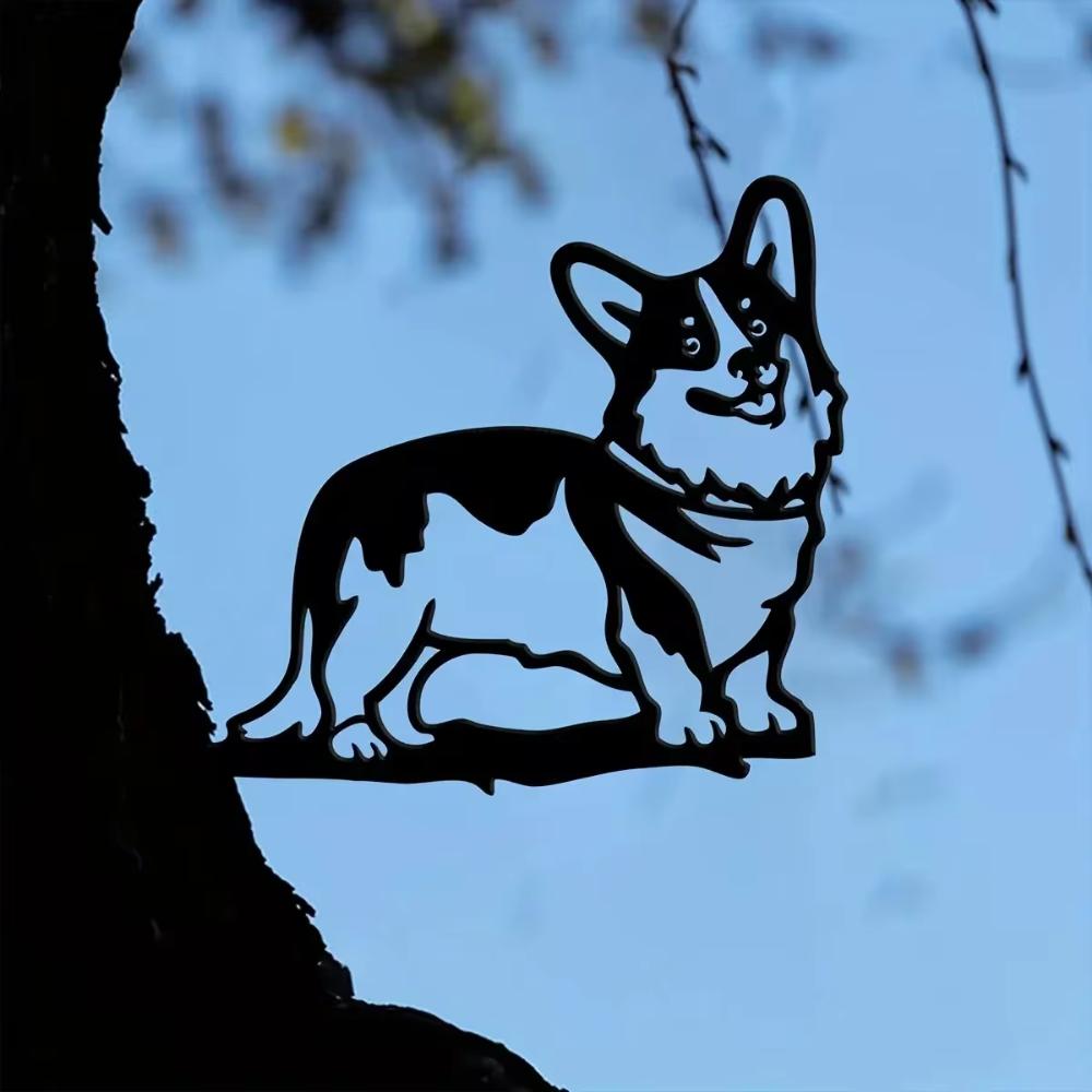 Stylish Metal Corgi Silhouette Sign Rustic Decor for Outdoor Home and Garden Elevate Your Home's Curb Appeal Decoration