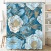 Luxurious Blue Gold Floral Shower Curtain Soft Waterproof Fabric for Bathrooms Decor Available in Various Sizes!