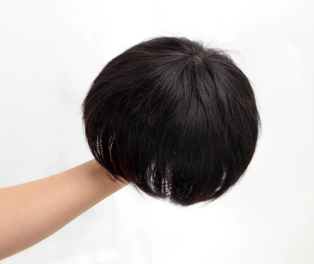Men's Short Real Hair Wig for Baldness - Fluffy, Lightweight, Thin Patch Style