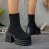 Women Ankle Boots Outdoor Luxury Comfortable Shoes Sexy Leather High Heels Boots Women Fashion Platform Shoes Women Solid Pumps