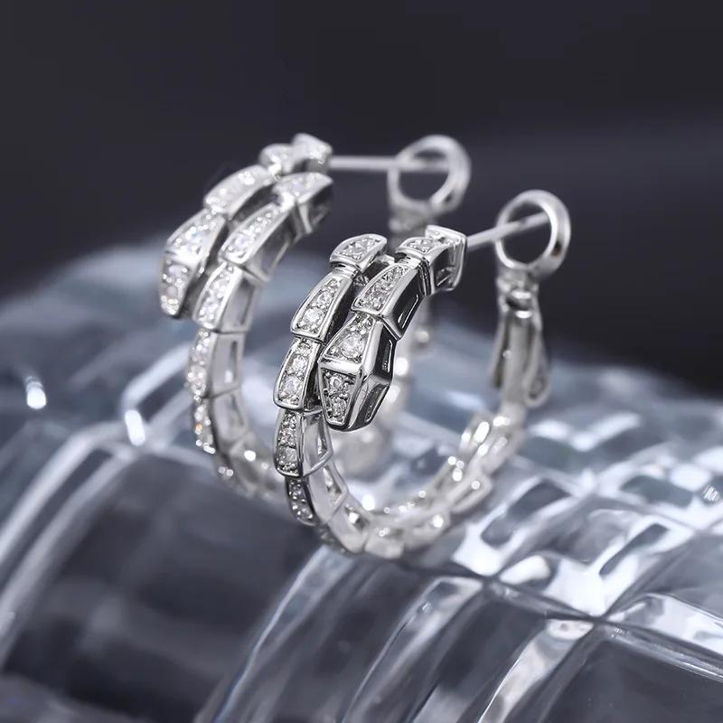 2024 Design Sense Classic Snake Shaped Micro Set Zircon Drop Earrings Luxury Jewelry Accessories for Women At Wedding Parties