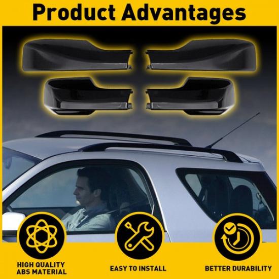 For RAV4 Toyota 2001-2005 5-Door Black Top Roof Rack End Cover Shell Replace 4Pc