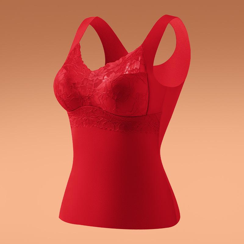 Женский бесшовный теплый жилет из немецкого бархата со встроенным бюстгальтером 2XL (105-125 jin)