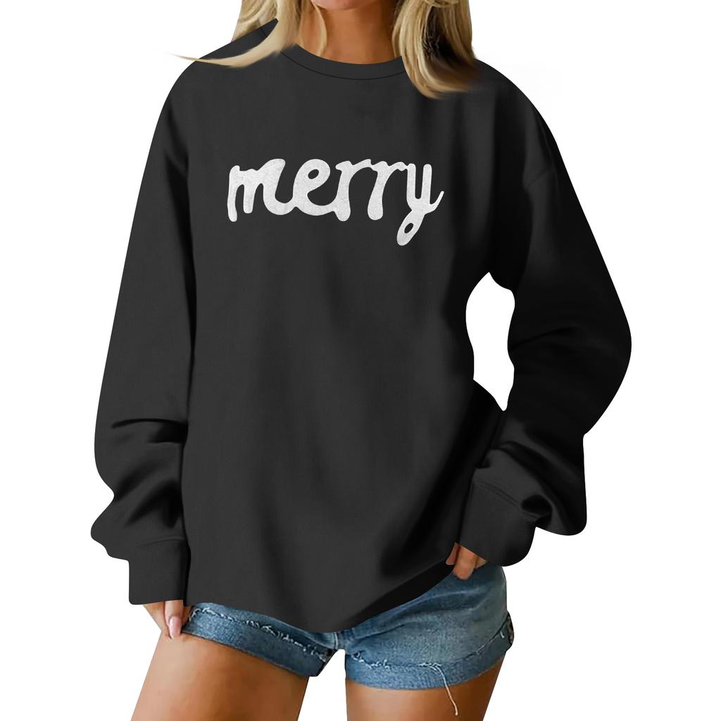 Women  Tops Women's Long Sleeve Sweatshirt Casual Crewneck Loose Fit Pollover Fleece Tops