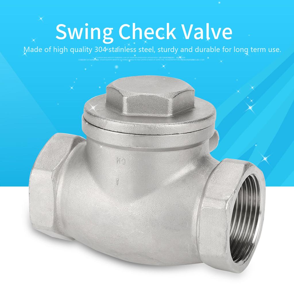 DN32 Stainless Steel One Way Swing Check Valve Female Thread 200PSI for Water Oil Gas