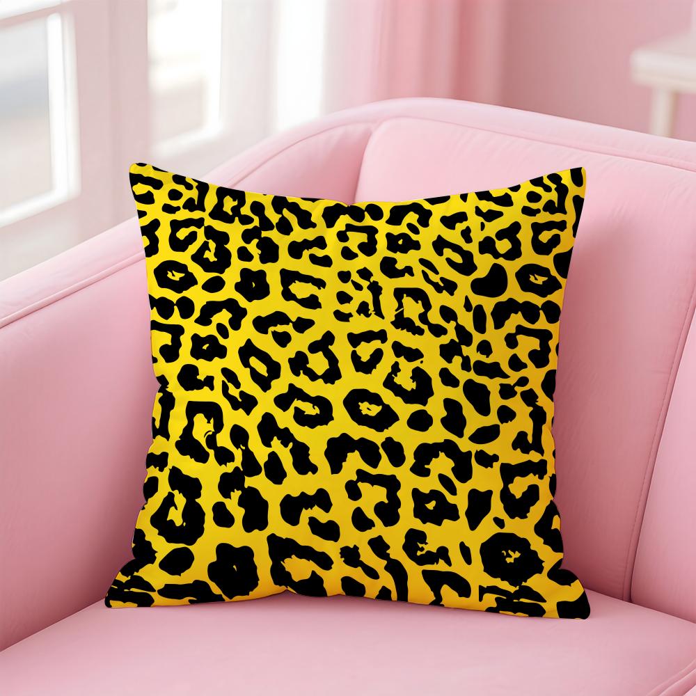 leopard print texture Cushion Cover Pillow Case Soft Friendly Fabric Concealed Zipper