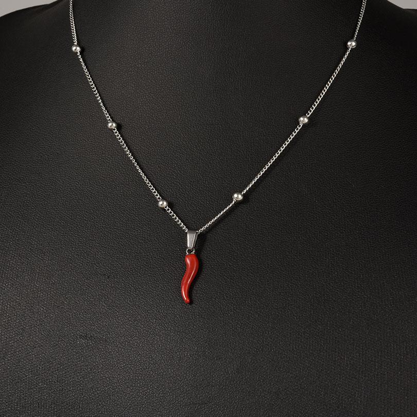 1Pc Stainless Steel Vintage Lucky Horn Cornicello Pepper Pendant Necklaces Gothic Italian Chilli Aesthetic Collares Jewelry