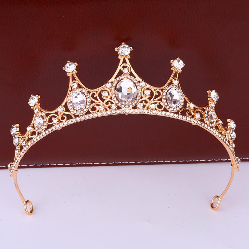 Retro Crown Baroque Bride Crown Tiara Princess Stage Performance Headband Birthday Girl Tiara Hair Accessories