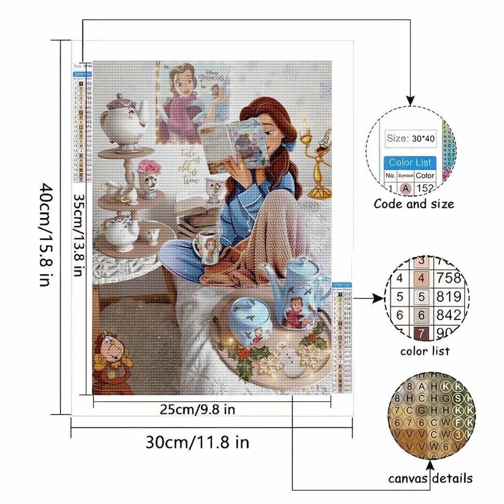 5D Diy Diamond Painting The Princess Reading Books Full Drill Rhinestones Mosaic Embroidery Handmade Products Home Decor Gift
