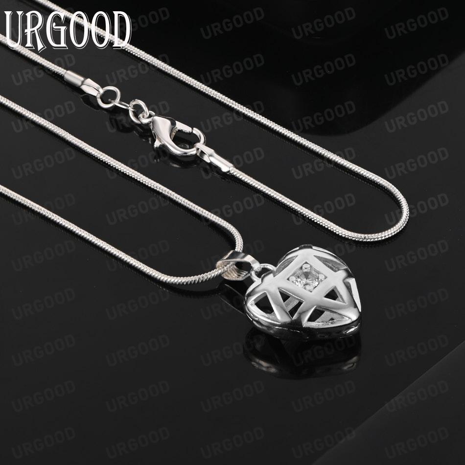 925 Sterling Silver Artistic Openwork Heart Pendant Necklace Set With AAA Zircon - Stylish Evening Jewelry