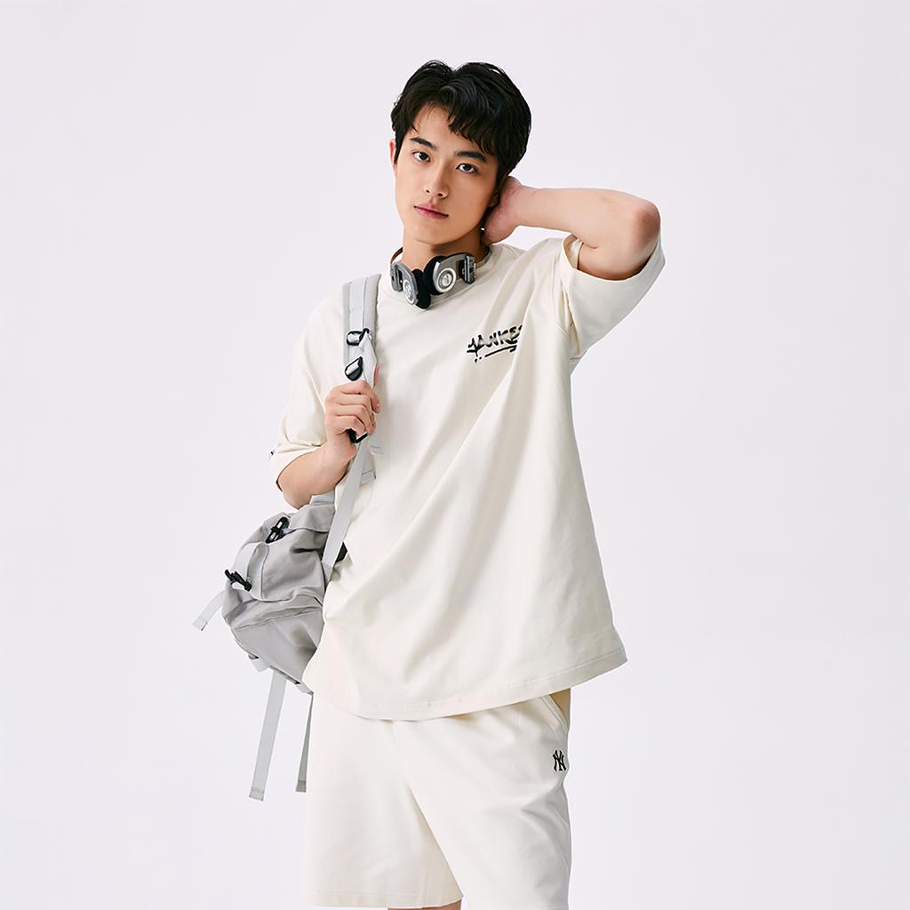 New MLB New York Yankees Basic Collection SS25 T Shirt Unisex Deep Ivory 3ATSB4053-50CRD