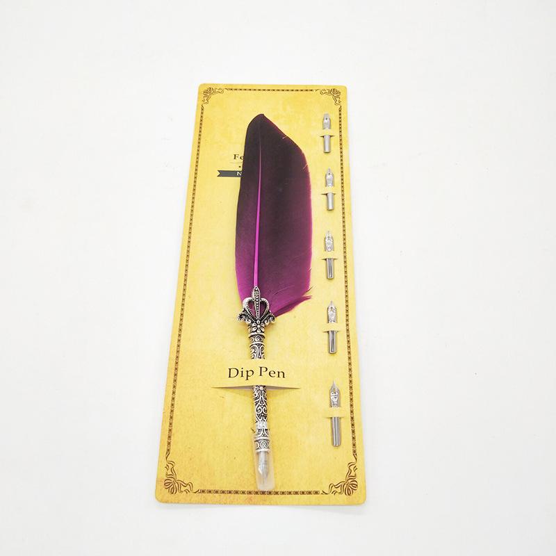 Creative Retro Turkey Quill Flower Body Round Body Dipping Pen Fire Paint Set Teachers' Day Gift