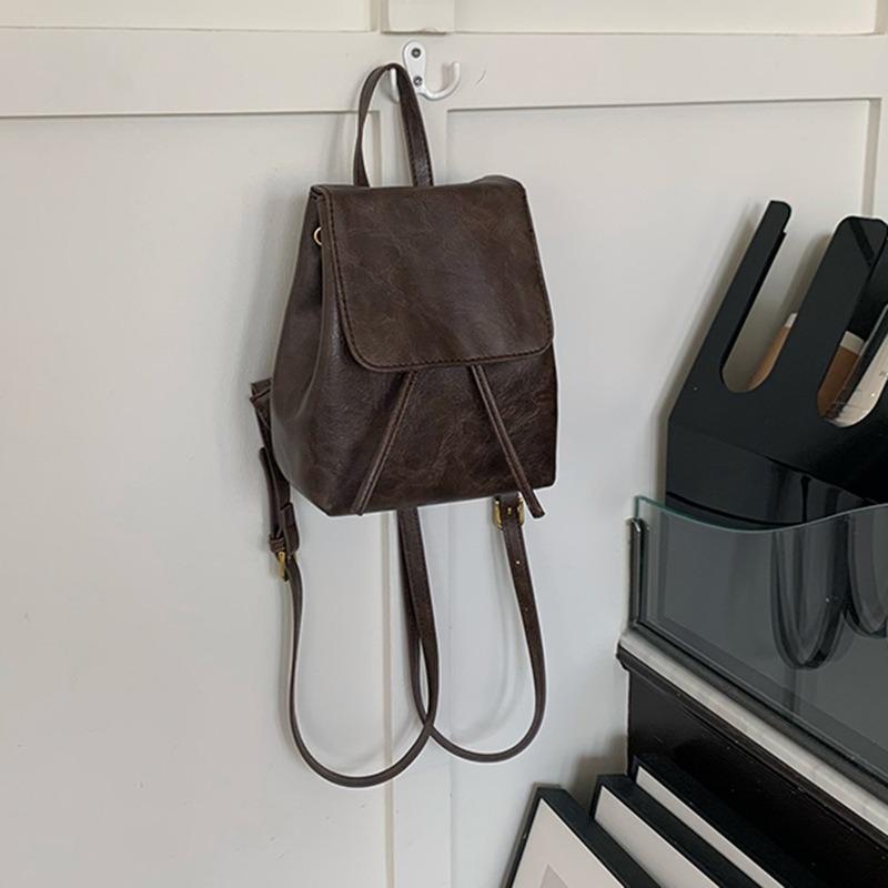Small retro brown backpack new simple versatile shoulder bag bag