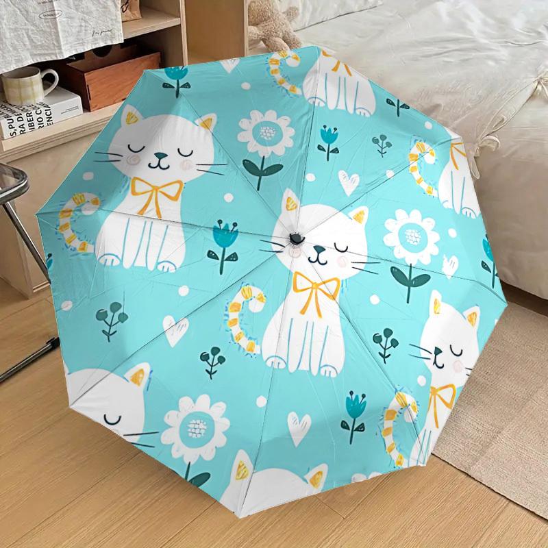 1pc Cute Cats Automatic Umbrella Durable Iron Frame & Plastic Handle, Gift for Men & Women, Sturdy Construction yy250905157
