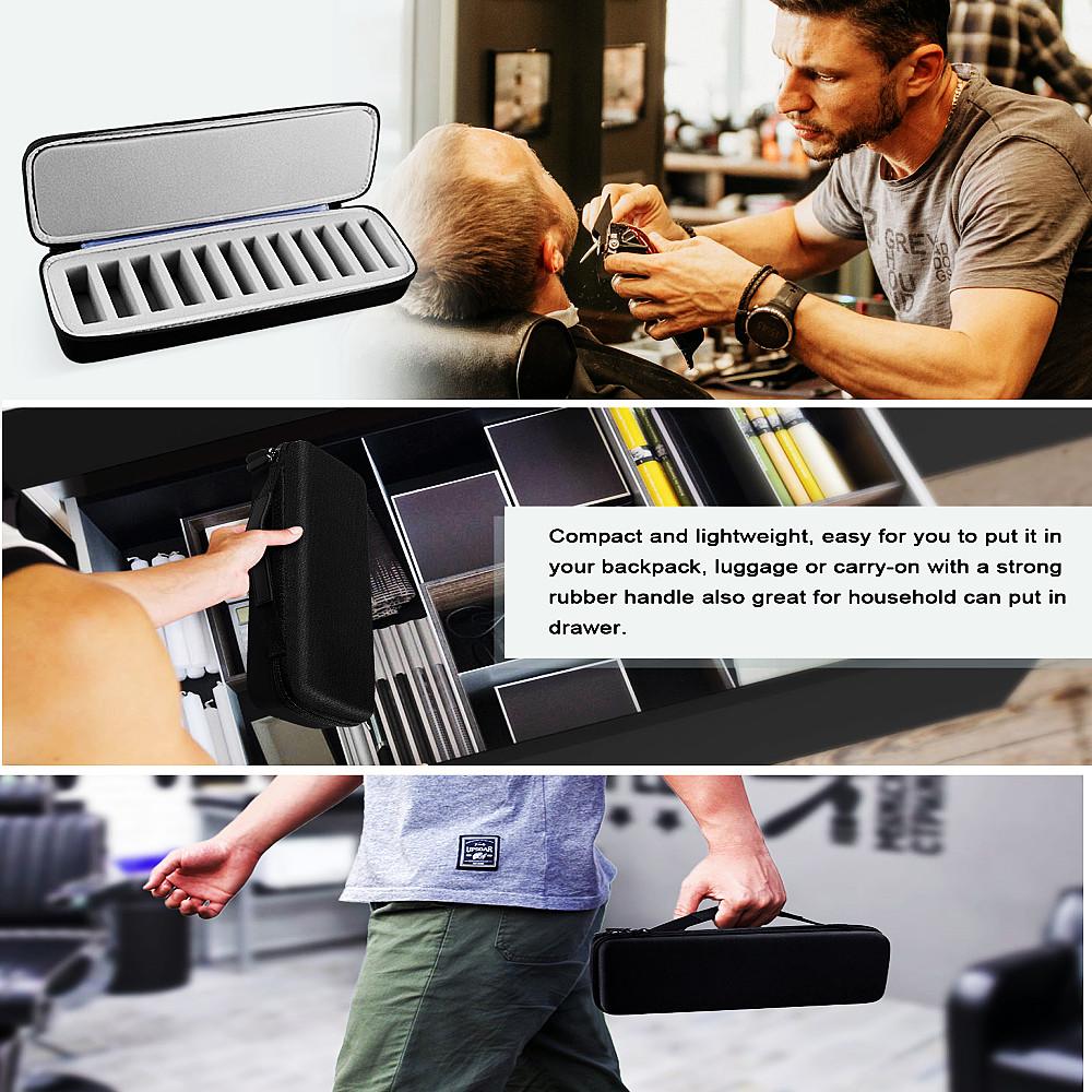 12 Slots Hair Clipper Blade Organizer Protective Bag EVA Storage Case for Barbers Hairdressers